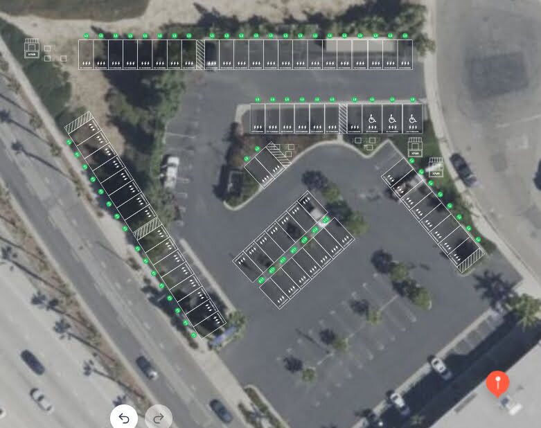 Aerial site plan of charging lot